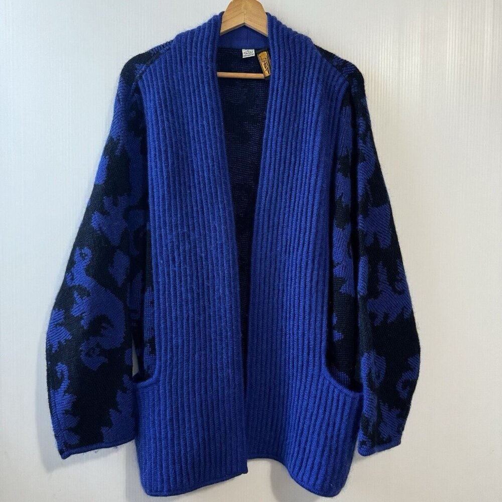 Vintage Gibi Roma Wool Mohair Made In Italy Cardigan Open Sweater Sz 12 Blue